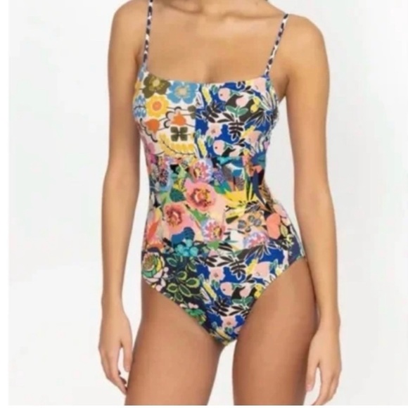 Johnny Was Layla Spaghetti Strap One Piece Floral Swimsuit Sm - Picture 1 of 12